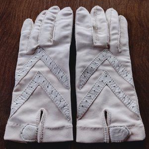 Beautiful Cond. Women's Vintge Isotoner Leather Trim Gloves by Aris Cream Color